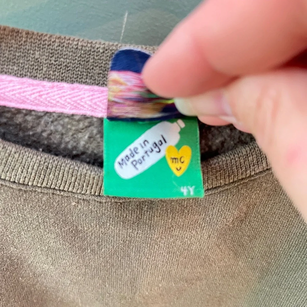 Mon Coeur Kids Khaki Green Sweatshirt Dress with Pink‎ Pocket 4Y